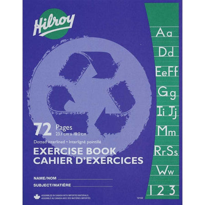 Hilroy Recycled Stitchbook, 72 pages, Dotted Interline with Margin Ruling (HLR12152R)