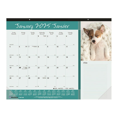 Blueline Man's Best Friend Monthly Desk Pad Calendar 22"x 17" , Bilingual (BLIC194116B)