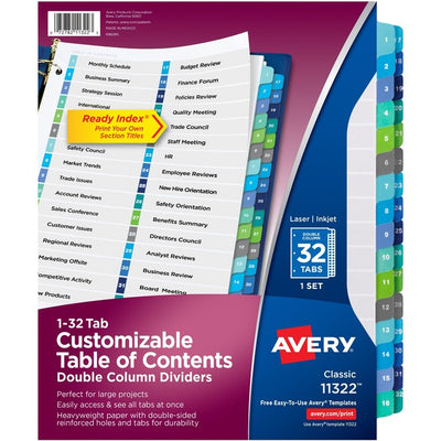 Avery® Two-Column Table Contents Dividers w/Tabs (AVE11322)