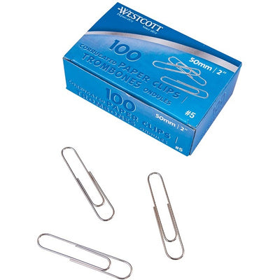 PAPER CLIPS NICK. PLATED 2" (50mm) CORRU (ACM90836)