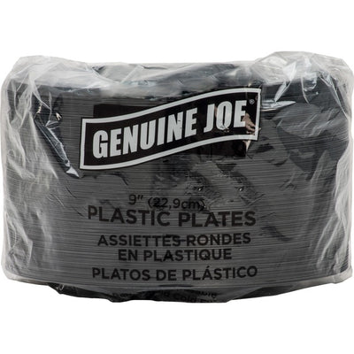 PLATES,RND,PLASTIC,9"-BLK (GJO10429)