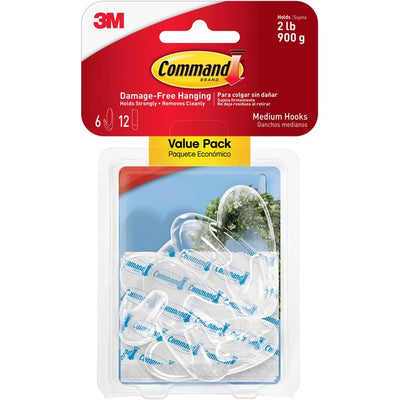 Command 2 lb. Strips Medium Hanging Hooks (MMM17091CLRVP)