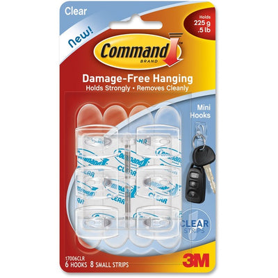 COMMAND MINI CLEAR HOOK/STRIP (MMM17006CLR-C)