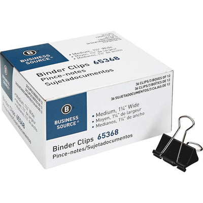CLIP,BINDER,MED,BLK,36PK (BSN65368)