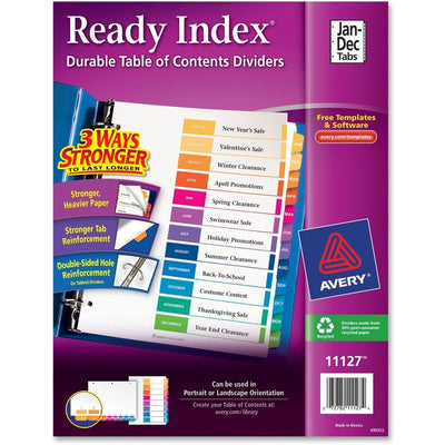Avery® Ready Index® Table of Contents Dividers for Laser and Inkjet Printers, Jan-Dec (AVE11127)