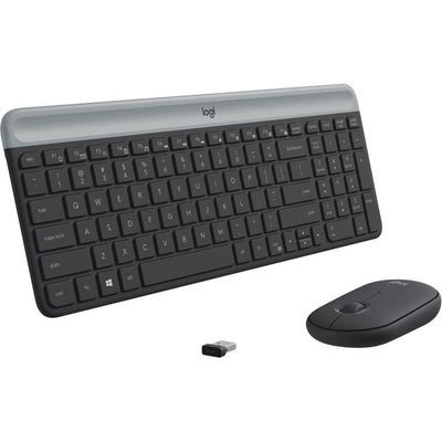 Logitech MK470 Slim Wireless Keyboard and Mouse Combo - Modern Compact Layout, Ultra Quiet - Graphite (LOG920009437)