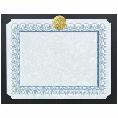 St. James&reg; Elite&trade; Medallion Presentation Cards/Certificate Holder, Black with Gold Medallion, Pack of 25, 83483 (FST83483)