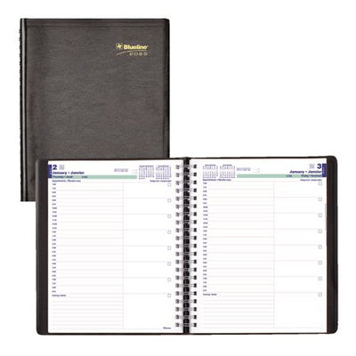Blueline Essential Daily Planner, 11" x 8-1/2" , Bilingual, Black (BLIC965-81BT)