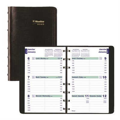 Blueline Essential Weekly Planner. 8" x 5" , Bilingual, Black (BLIC510081BTX)