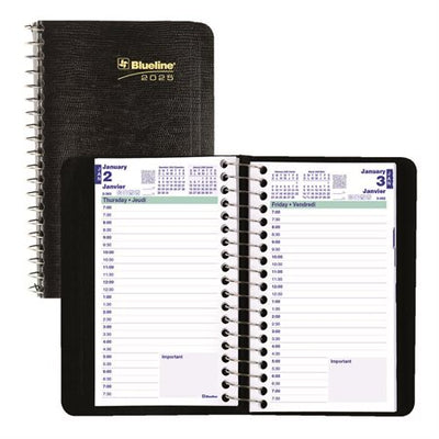 Blueline Pocket Daily Planner 3-1/2"x 6" , Bilingual, Black (BLIC1501-81BT)