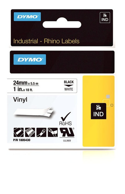 TAPE RHINO,1" BLACK ON WHITE (DYM1805430)