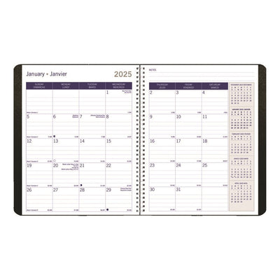 Blueline DuraGlobe 14-Month Monthly Planner Soft Cover 8-7/8" x 7-1/8" , Bilingual, Black (BLIC230-21BT)