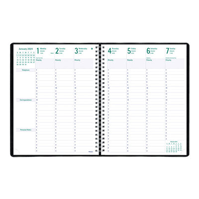 Blueline Timanager Weekly Planner, 11" x 8-1/2" , English, Black (BLIC5930-81T)
