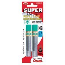 Super Hi-Polymer Lead Refill (0.7mm), HB, 12 Leads per Tube, 2PC Pack (PEN50BP2-HB)