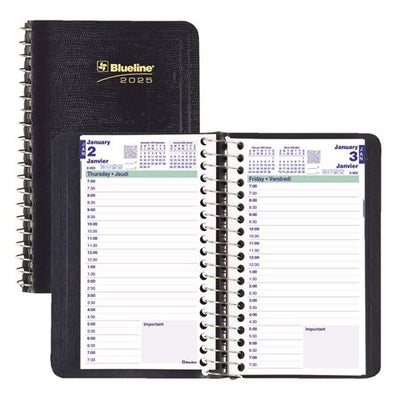 Blueline Pocket Daily Planner 3-1/2"x 6" , Bilingual, Blue (BLIC1501-82BT)