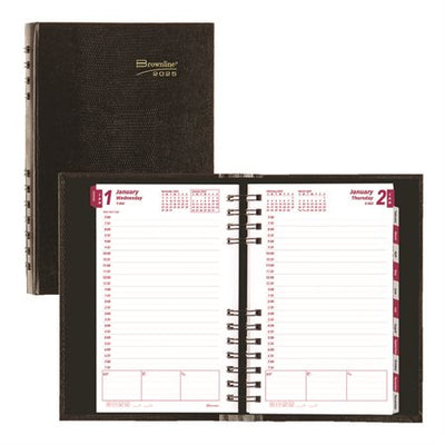 Brownline CoilPro Daily Planner, 8" x 5" , English, Black (BLICB634C-BK)