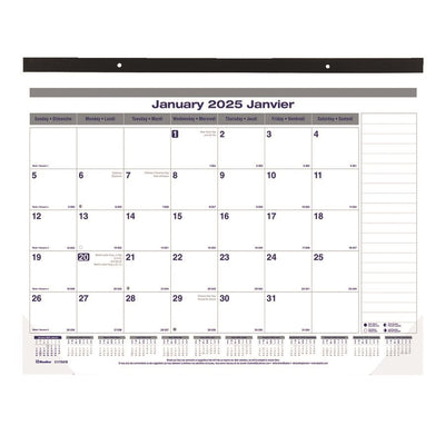 Blueline Net Zero Carbon Monthly Desk Pad Calendar, 22"x17" , Bilingual (BLIC177847B)