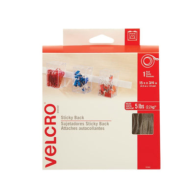 VELCRO&reg; Sticky Back 15ft x 3/4in Roll White (VEK90082C)