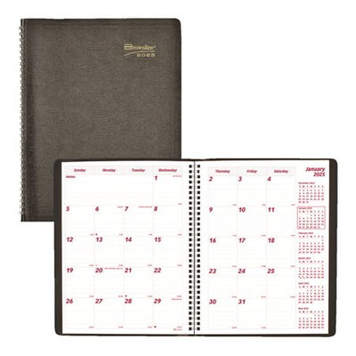 Brownline Essential Monthly Planner (14 Months), 11" x 8-1/2" , English, Black (BLICB1262-BK)