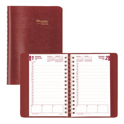 Brownline Essential Daily Planner, 8" x 5" , English, Red (BLICB634W-RD)