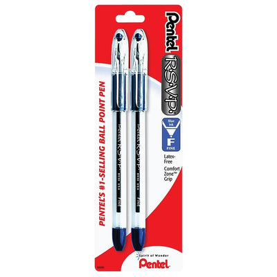 R.S.V.P. Ballpoint Pen, (0.7mm), Red Ink, 2PC Pack (PENBK90BP2-C)