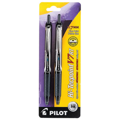 Pilot Hi-Tecpoint V7 RT - Liquid Ink Rollerball pen - Black - Medium Tip (PILVRT7B2)