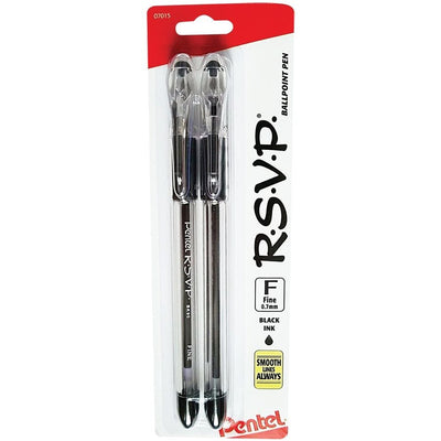 R.S.V.P. Ballpoint Pen, (0.7mm), Red Ink, 2PC Pack (PENBK90BP2-A)