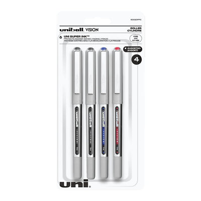 PEN VISION ROLLER 0.7MM AST/GRY 4/P (UBC60020PPC)