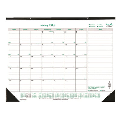 Brownline&reg; 2027 EcoLogix&reg; Monthly Desk Pad Calendar, 12 Months, January to December, 22" (558.80 mm) x 17" (431.80 mm), English, Recycled - 1 Each (BLIC177437)