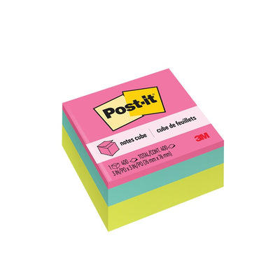 Post-it Notes Memo Cube, 3 in x 3 in, Seafoam Wave Colors (MMM2027-BRT)