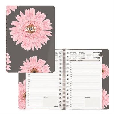 Blueline Pink Daisy Daily Planner, 8" x 5" , Bilingual (BLIC1504W95BT)