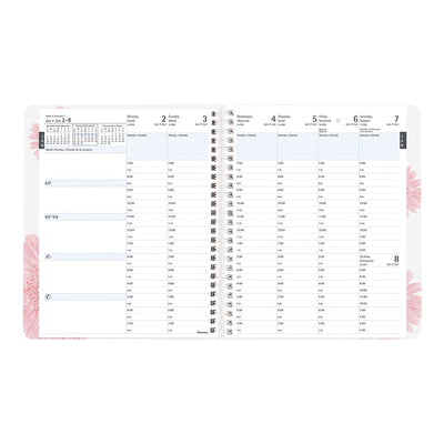 Blueline Timanager Pink Daisy Weekly Planner, 8-1/2" x 6-3/4" , Bilingual, Black (BLICBBM2-PNK)