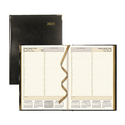 Brownline Executive Daily Planner, 10-7/8" x 7-5/8" , Trilingual, Black (BLICBE514)