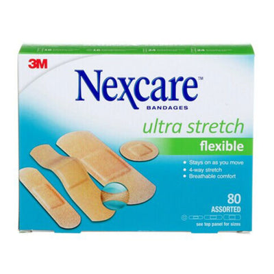 Nexcare Ultra Stretch Bandages CS203-CA, Assorted Sizes, 80/Pack (MMMCS203-CA)