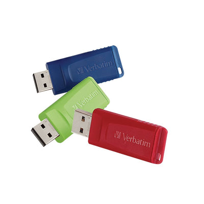 Microban 16GB Store 'n' Go USB Flash Drive - 3pk - Red, Green, Blue (VER99122)