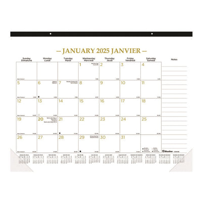 Blueline Gold Lines Monthly Desk Pad Calendar 22"x 17" , Bilingual (BLIC199003B)