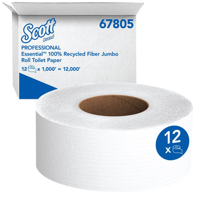 Scott 100% Recycled Fiber High-Capacity Jumbo Roll Toilet Paper (KCC67805)