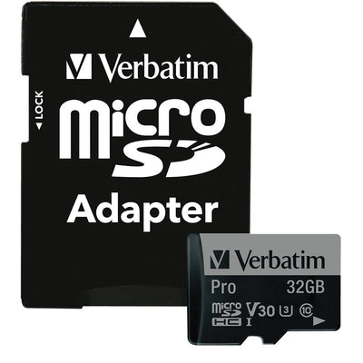 Verbatim 32GB Pro 600X microSDHC Memory Card with Adapter, UHS-I V30 U3 Class 10 (VER47041)