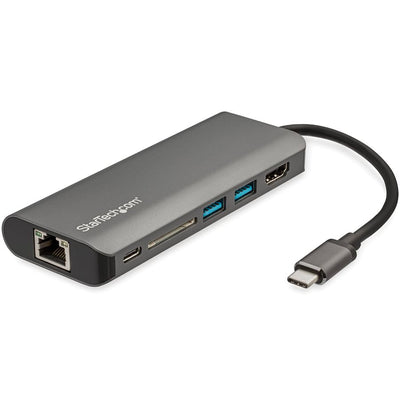 StarTech.com USB C Multiport Adapter - USB Type-C Travel Dock to 4K HDMI, 3x USB Hub, SD, GbE, 60W PD 3.0 Pass-Through - Mini Laptop Dock (STC832000)