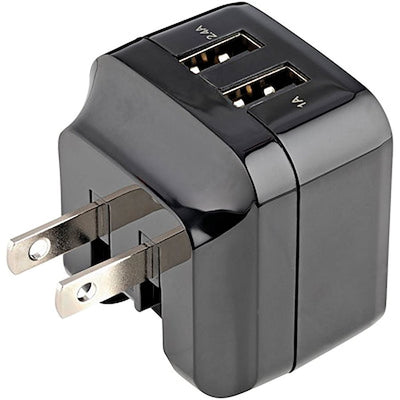 StarTech.com Travel USB Wall Charger - 2 Port - Black - Universal Travel Adapter - International Power Adapter - USB Charger (STCUSB2PACBK)