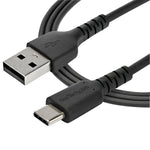 StarTech.com 1m USB A to USB C Charging Cable - Durable Fast Charge & Sync USB 2.0 to USB Type C Data Cord - Aramid Fiber M/M 3A Black (STCRUSB2AC1MB)