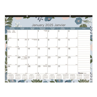 Blueline Azure Monthly Desk Pad Calendar 22"x 17" , Bilingual (BLIC194125B)