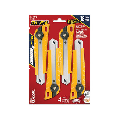 UTILITY KNIFE 4PK L-1/CP4 18MM (OLF1130184)
