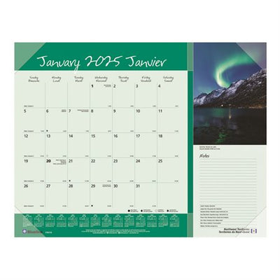 Blueline Canadian Provinces Monthly Desk Pad Calendar 22"x 17" , Bilingual (BLIC192118)