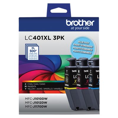 LC401XL3PKS High-Yield Colour Ink Cartridge 3-Pack (BRTLC401XL3PKS)