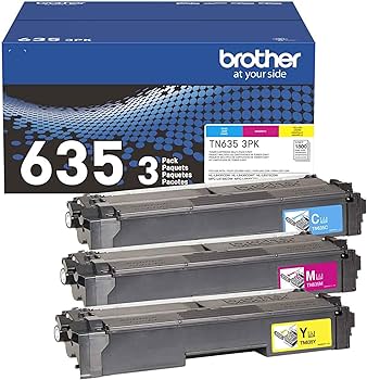 Brother Genuine TN635BKStandard Yield Cyan, Magenta, Yellow Toner Cartridge - 3/pk (BRTTN6353PK)