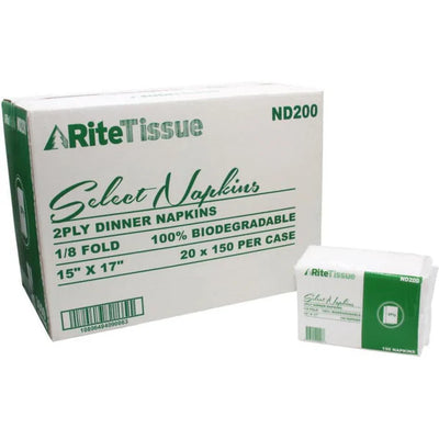 RiteTissue - 2 ply Dinner Napkin, 3000/cs (DLSND200)