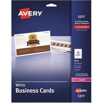 Avery&reg; Micro-Perforated Business Cards for Laser Printers, 2" x 3-1/2" (AVE5371)