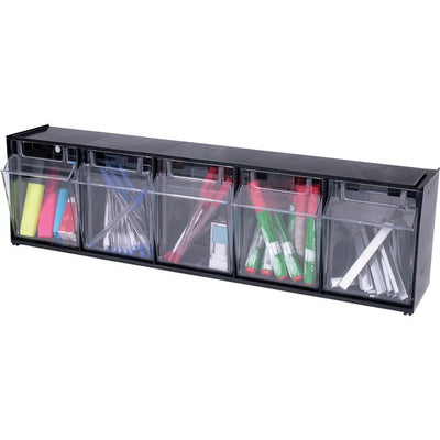 Deflecto Tilt Bin Interlocking Multi-Bin Storage Organizer (DEF20504OP)