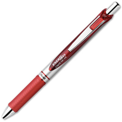 EnerGel Retractable Gel Roller, (0.7mm) Metal Tip, Red Ink (PENBL77-B)